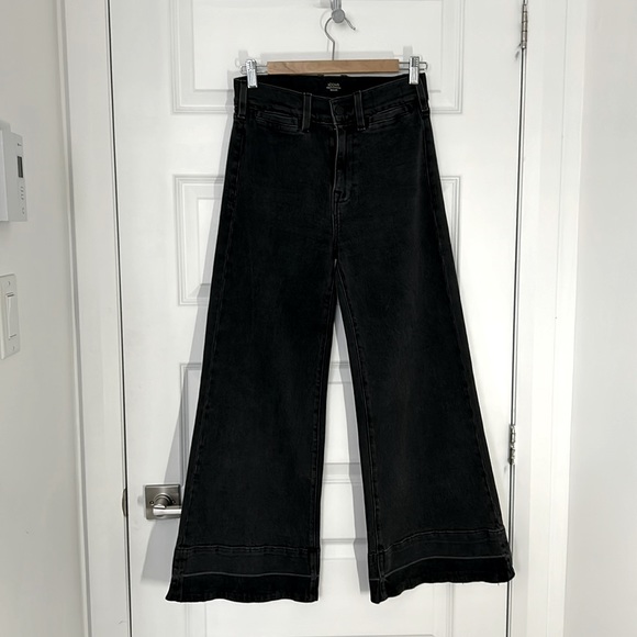 ICONS OBJECTS OF DEVOTION - REVOLVE wide bell crop denim black high waist 28 - Picture 2 of 13